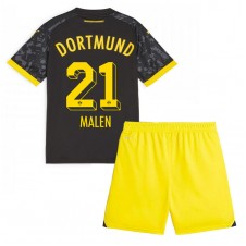 Borussia Dortmund Donyell Malen #21 Bortedraktsett Barn 2023-24 Kortermet (+ korte bukser)